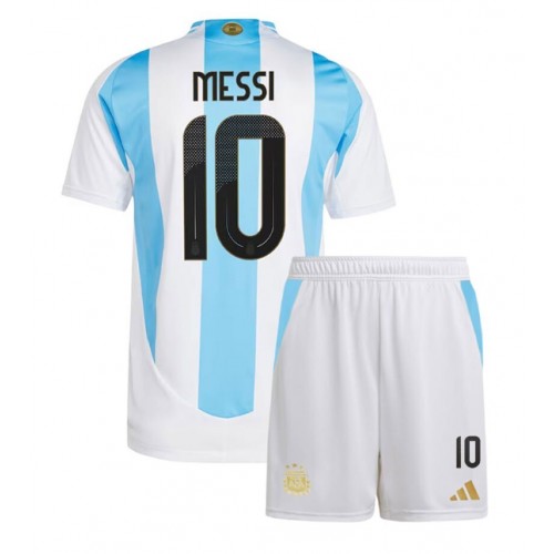 Fotbalové Dres Argentina Lionel Messi #10 Dětské Domácí Copa America 2024 Krátký Rukáv (+ trenýrky)